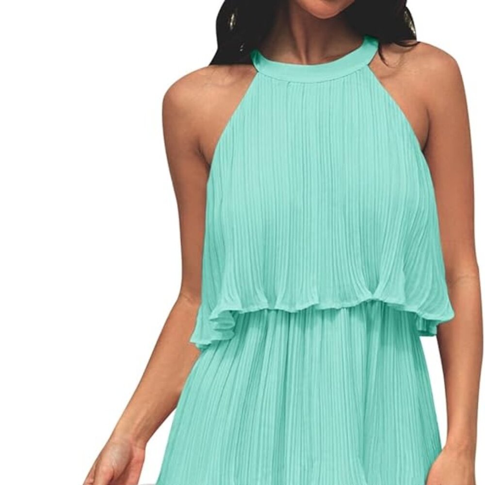 Beautiful summer dress 100% polyester, pretty light teal color, NEW without tags